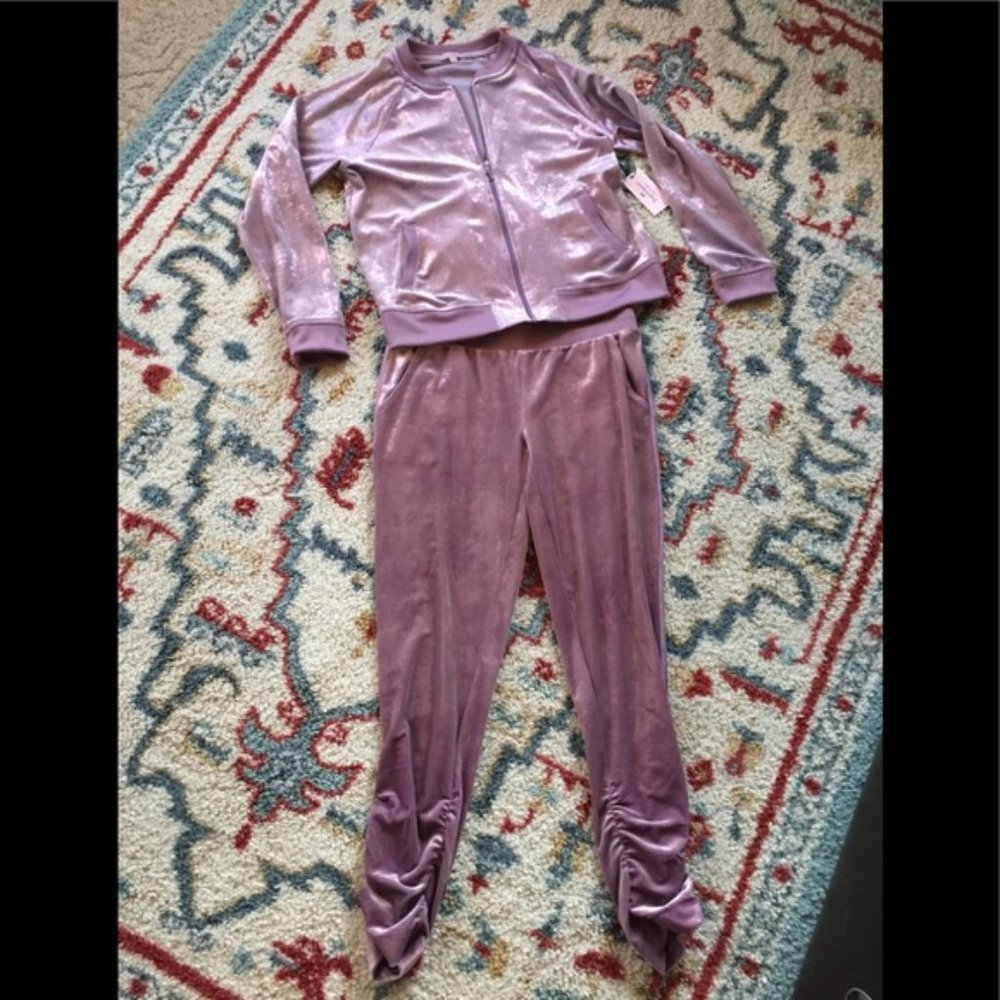 Juicy Couture L/M Lilac Snow Light Purple Velour Tracksuit Set Vintage Y2K